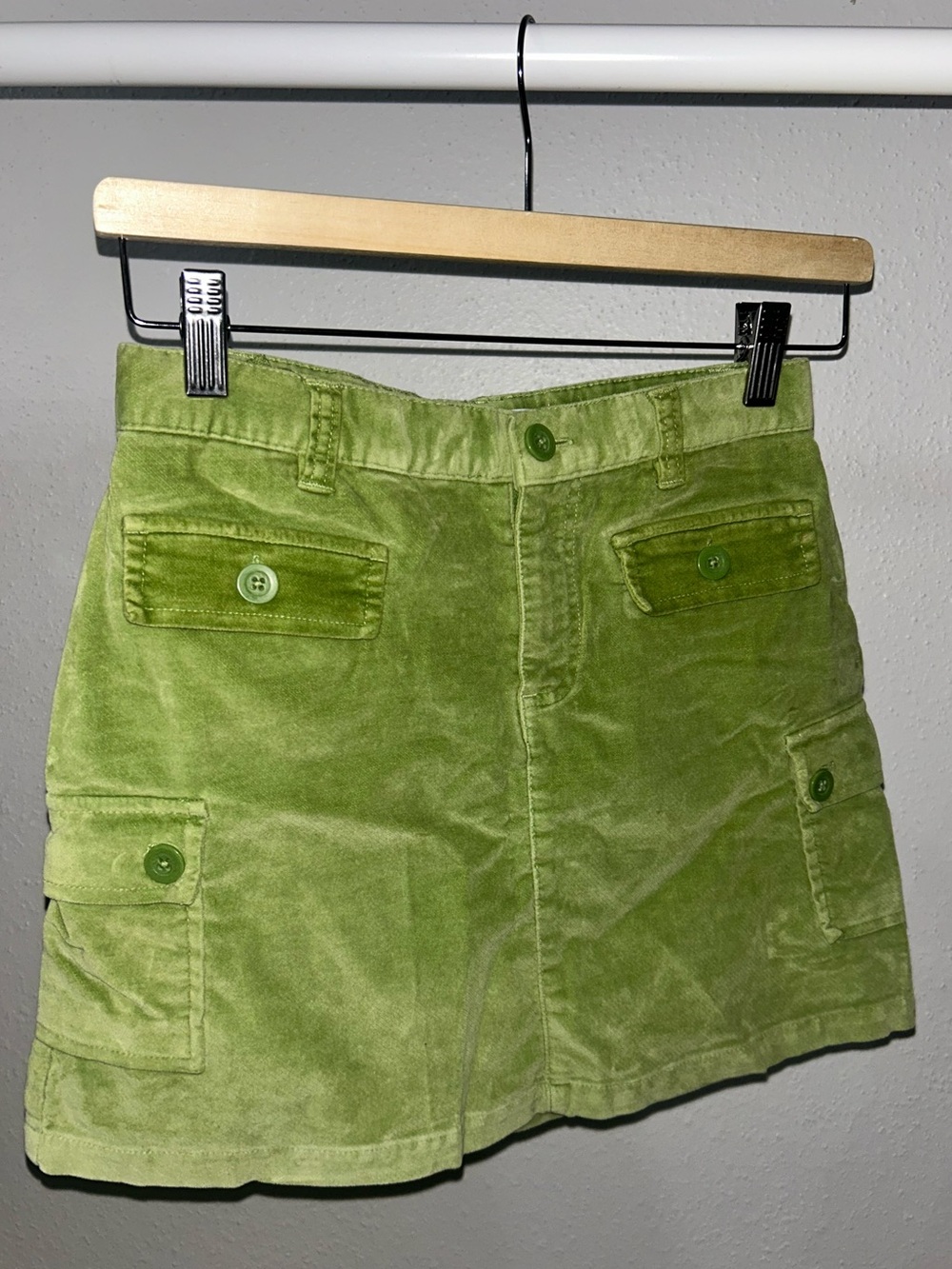 GAP Olive Green Corduroy Cargo Mini Skirt